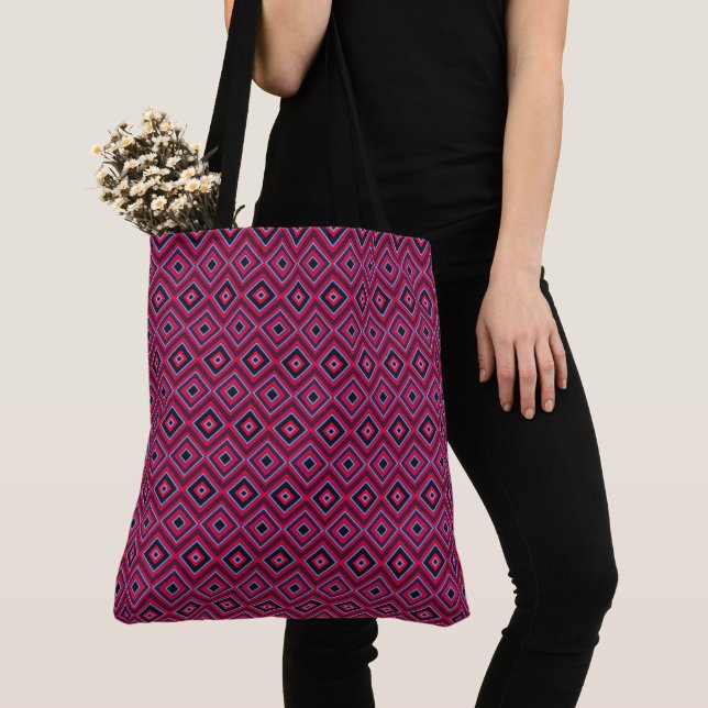 Red Blue and Black Large Tote Bag (Close Up)