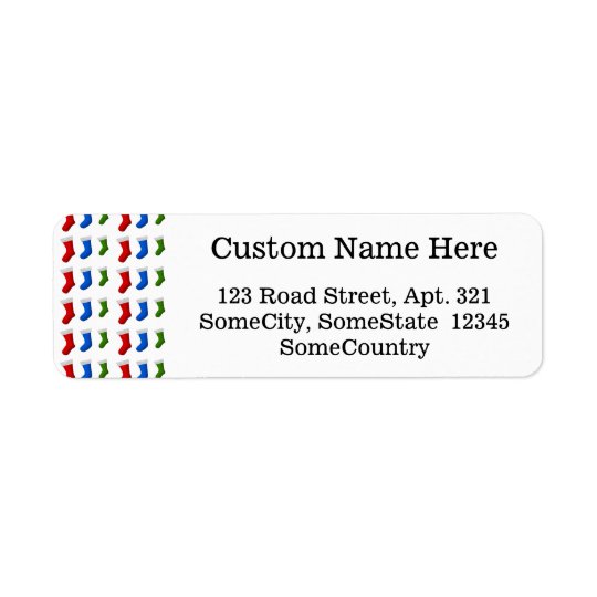 Red, Blue and Green Christmas Stockings Return Address Label