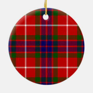 Red Blue and Green Clan Fraser Tartan Ceramic Tree Decoration