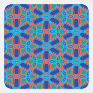 Red, Blue and Green Floral Pattern Square Sticker