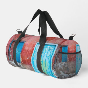 Red, blue and grey wall, door and window duffle bag