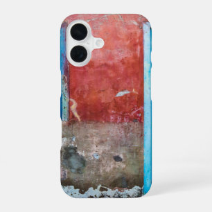Red, blue and grey wall, door and window iPhone 16 case