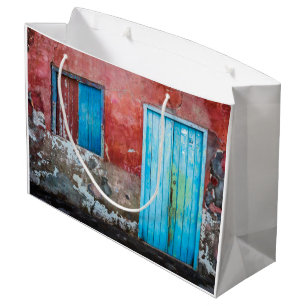 Red, blue and grey wall, door and window large gift bag