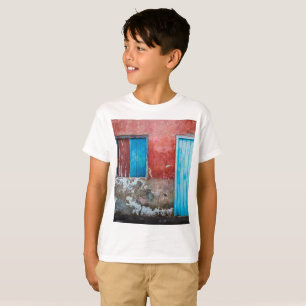 Red, blue and grey wall, door and window T-Shirt