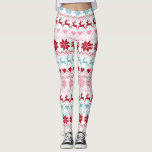 Red, Blue, And Pink Fair Isle Print Leggings<br><div class="desc">These winter holiday themed leggings features a fair isle print pattern in red,  blue,  and pink against a white background. The white areas in the design can be changed to any colour using the customisation tool. Select from the palette or use your own hex number. Pattern ©Olliesdrawingroom</div>