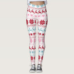 Red, Blue, And Pink Fair Isle Print Leggings<br><div class="desc">These winter holiday themed leggings features a fair isle print pattern in red,  blue,  and pink against a white background. The white areas in the design can be changed to any colour using the customisation tool. Select from the palette or use your own hex number. Pattern ©Olliesdrawingroom</div>