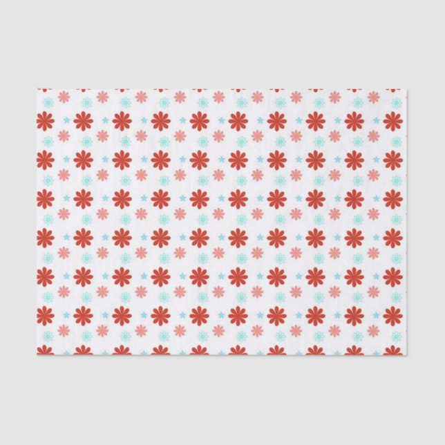Red blue and pink flowers tissue paper (Front)