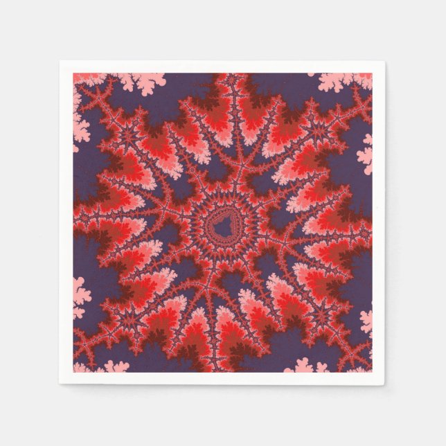 Red, Blue and Pink Fractal Birthday Napkin (Front)