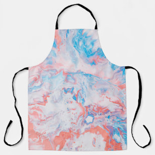 Red, blue, and white abstract painting apron