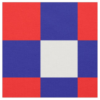 Red, blue and white chequerboard pattern fabric