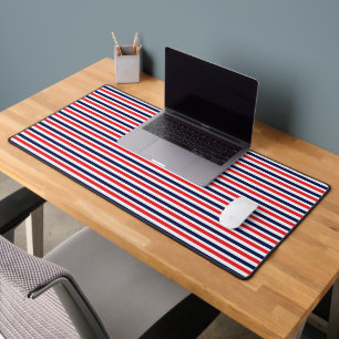 Red, blue and white stripes pattern desk mat