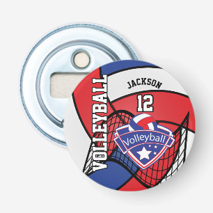 Red, Blue and White Volleyball 🏐 Logo Bottle Opener