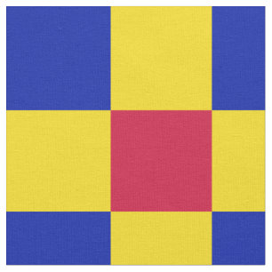 Red, blue and yellow chequerboard pattern fabric