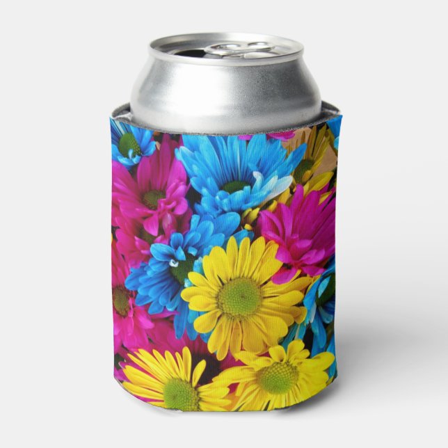 red,blue and yellow daisies beverage cooler (Can Front)