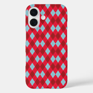 Red & Blue Argyle iPhone 16 Case