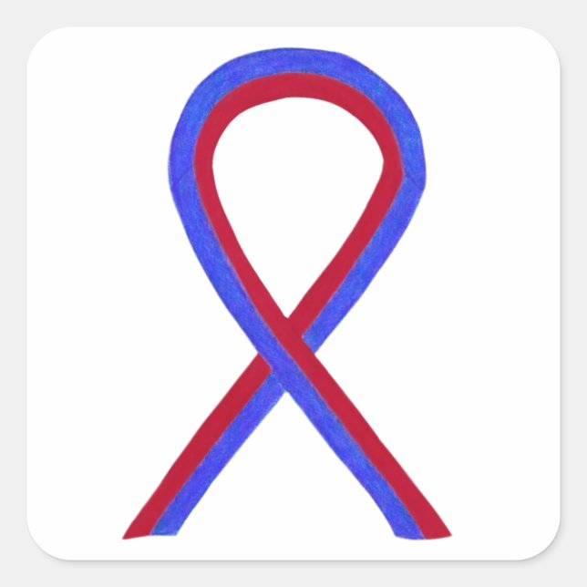 Red & Blue Awareness Ribbon Custom Sticker Decals (Front)