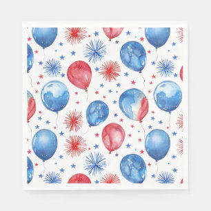 Red Blue Balloons 4th July Napkins