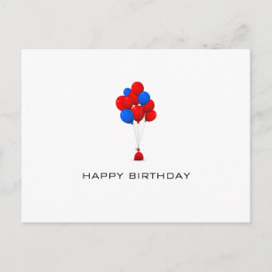 Red & Blue Balloons - Happy Birthday Post Card