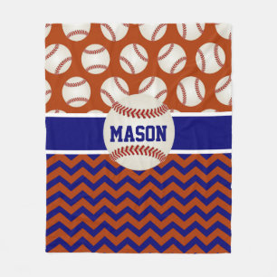 Red Blue Baseball Personalised Fleece Blanket