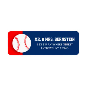 Red Blue Baseball Return Address