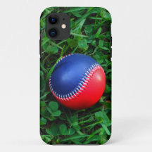 Red & Blue Baseball with White Stitching