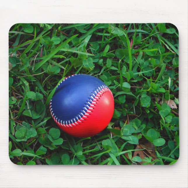 Red & Blue Baseball with White Stitching Mouse Mat (Front)