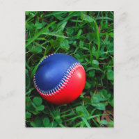 Red & Blue Baseball with White Stitching