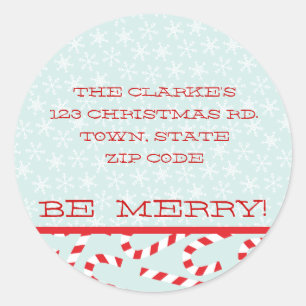 RED BLUE BE MERRY CHRISTMAS ADDRESS STICKERS