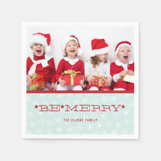 RED BLUE, BE MERRY | HOLIDAY PHOTO PAPER NAPKINS