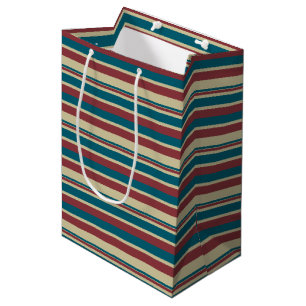 Red Blue Beige Deckchair Stripes Medium Gift Bag
