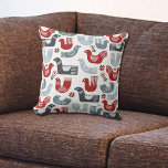 Red Blue Bird Nordic Folk Art Pattern Cushion<br><div class="desc">This fun Nordic style throw pillow has a colorful pattern of red and blue birds on a white background. Along with the bird images are matching color symbols and flowers. Both sides of the pillow have the same image. Be sure to check our store for matching products.</div>