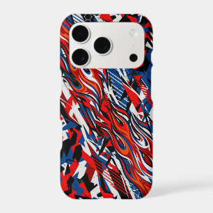 Red Blue Black Abstract Racing Flames