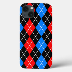 Red Blue Black Argyle Diamond Pattern Design iPhone 13 Case