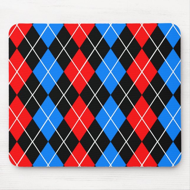 Red Blue Black Argyle Plaid Design  Mouse Mat (Front)