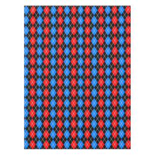 Red Blue Black Argyle Plaid Design Tablecloth