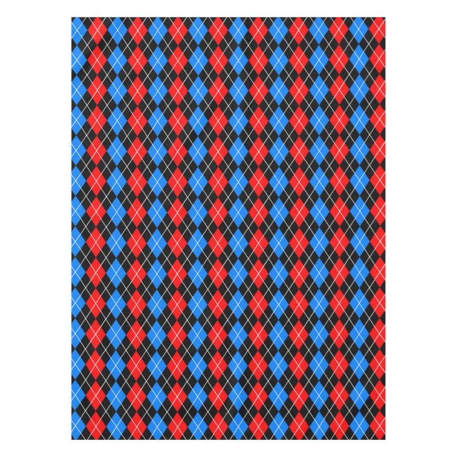 Red Blue Black Argyle Plaid Design  Tablecloth (Front)
