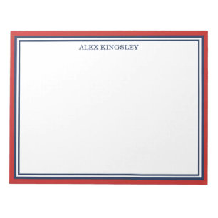 Red Blue Border Add Your Name Notepad