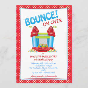 Red + Blue Bouncy House Birthday Party Invitation