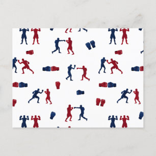 Red & Blue Boxing Gloves Boxer Pattern Postcard