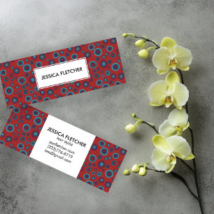 Red BLue Bubbles Minimalist Cool Circles Pattern Mini Business Card