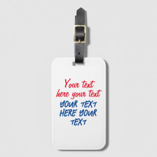 Red Blue Calligraphy Your Text Here Replace Slogan Luggage Tag