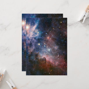 Red & Blue Carina Nebula Hubble Telescope Card