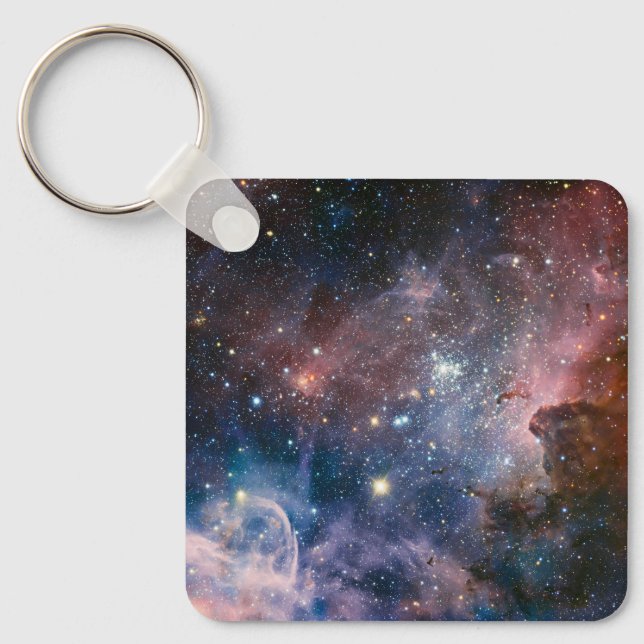 Red & Blue Carina Nebula Hubble Telescope Key Ring (Front)