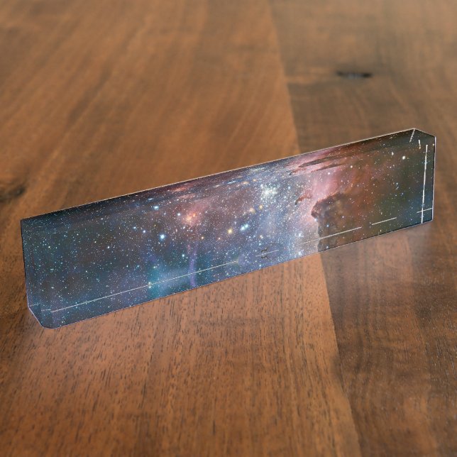 Red & Blue Carina Nebula Hubble Telescope Nameplate (Side)