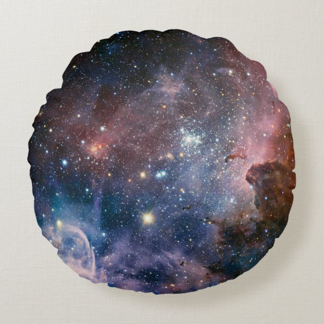Red & Blue Carina Nebula Hubble Telescope Round Cushion (Front)