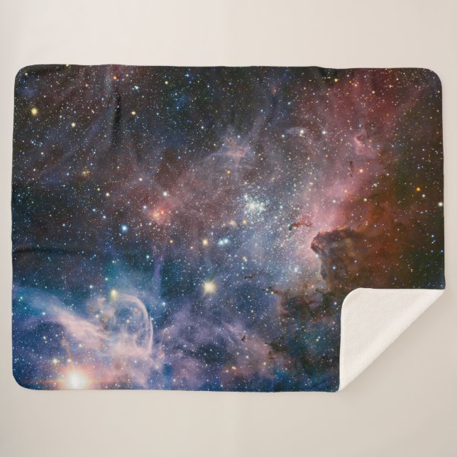 Red & Blue Carina Nebula Hubble Telescope Sherpa Blanket (Front (Horizontal))