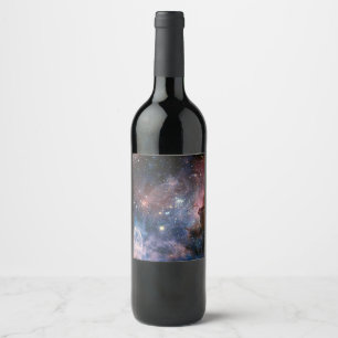Red & Blue Carina Nebula Hubble Telescope Wine Label