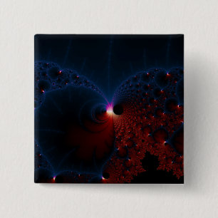 Red Blue Cells Fractal Art 15 Cm Square Badge