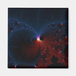 Red Blue Cells Fractal Art Magnet