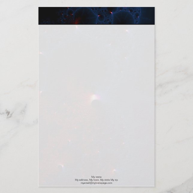 Red Blue Cells Fractal Art Stationery (Front)